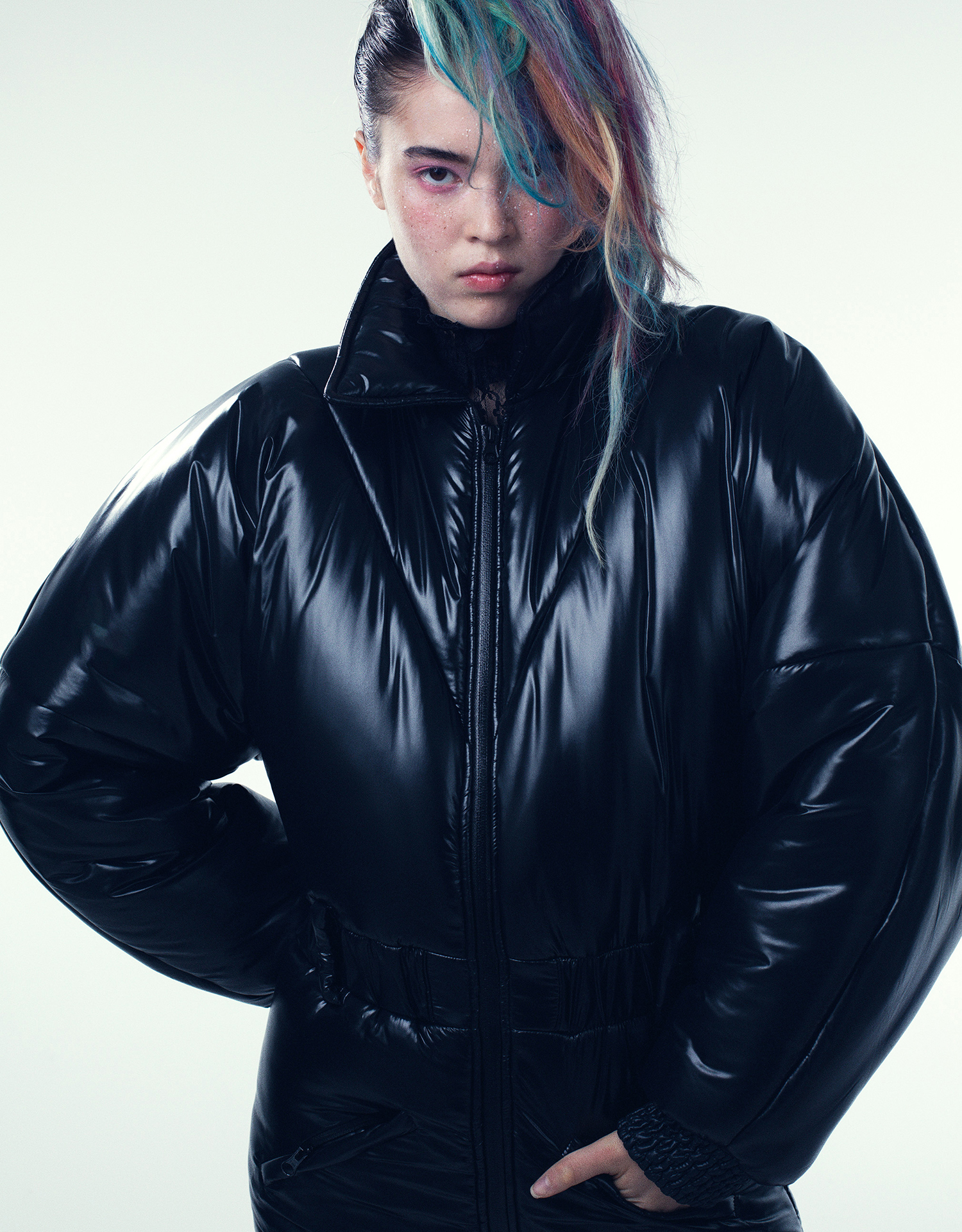 black puffy jacket